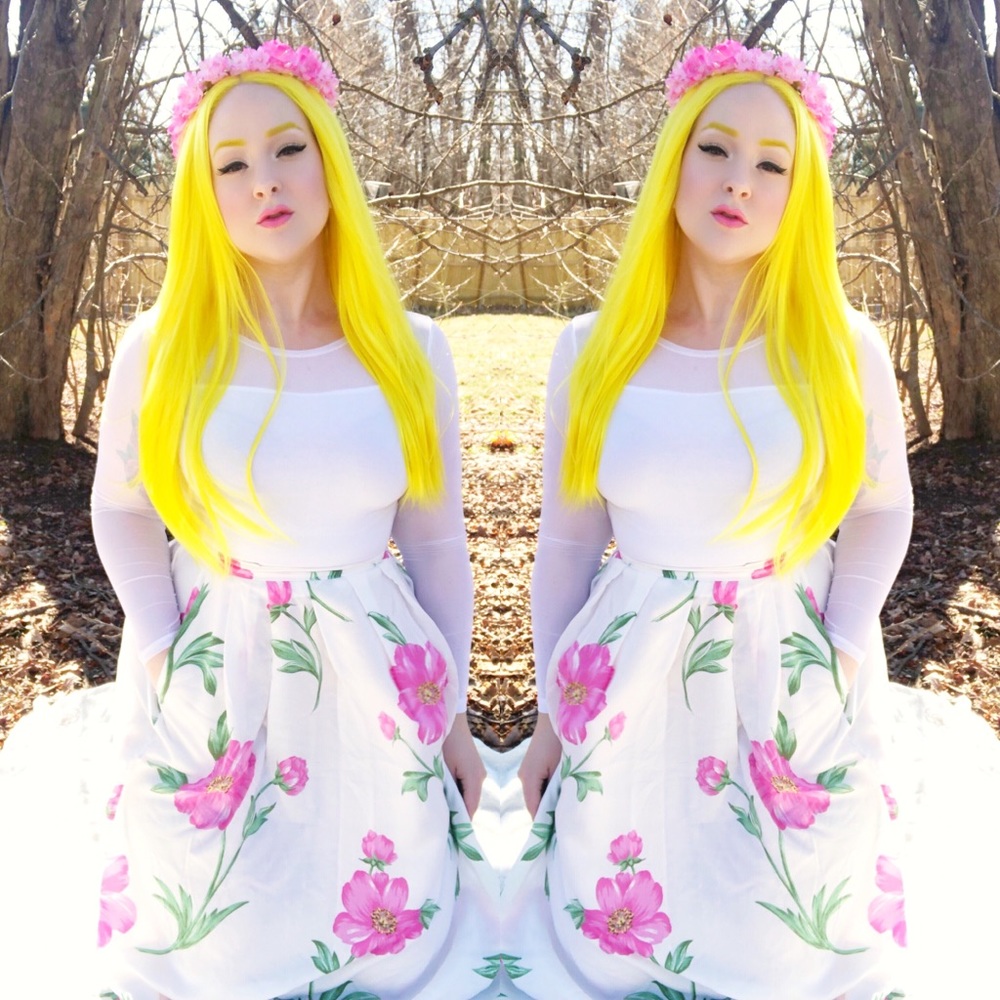 Vintage White Floral Print Skirt